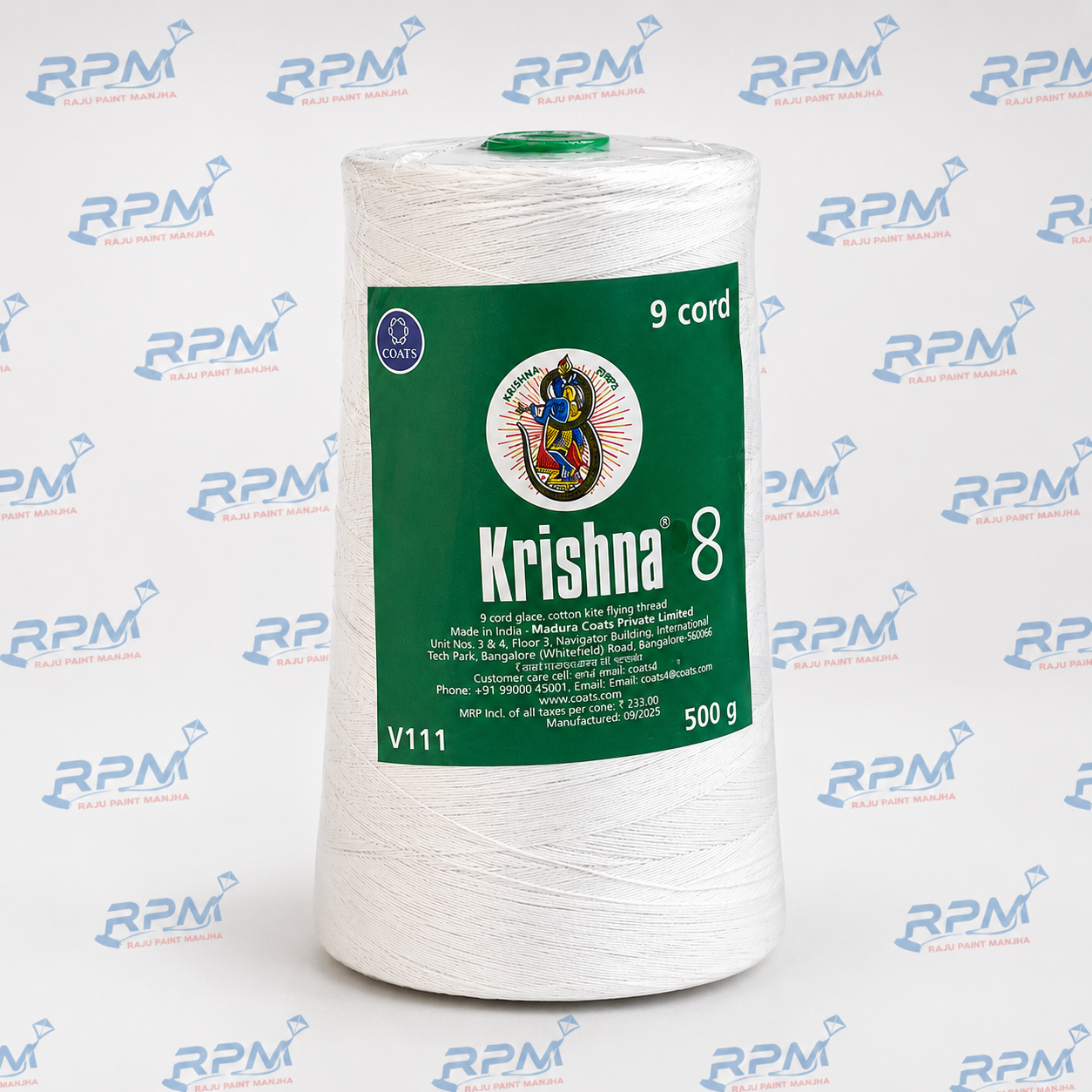 Krishna 3,9 Cord Glace Cotton Kite Flying Thread – Premium Strong White Cotton Thread